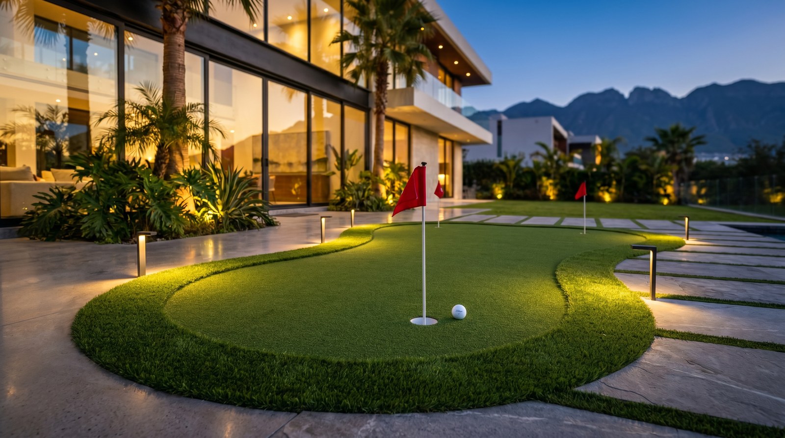 Putting green residencial Hole One Greens en jardín premium — Cuánto cuesta un putting green en México